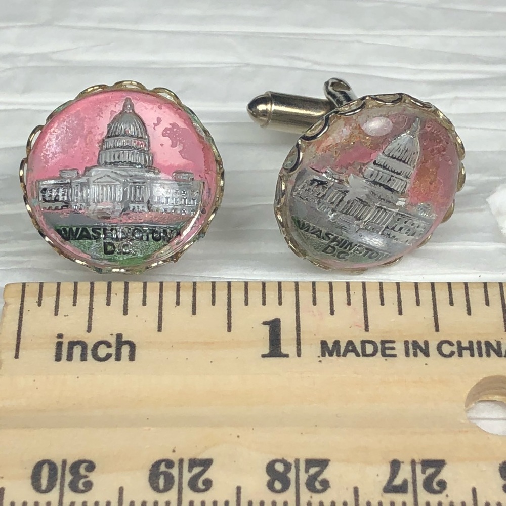 Vintage Cufflinks Reverse Painted Washington Dc - image 5
